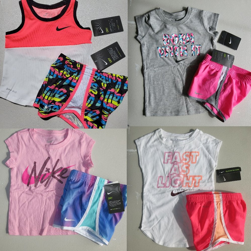 Nike girls Summer Lined Dri-fit Shorts & T-Shirts Size 2T 3T 4T  NEW Summer